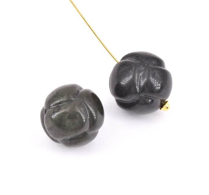 Perle geschnitzter Knoten Obsidian 19mm (1)