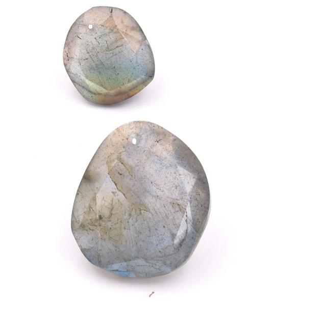 Pendentif Perle Goutte Labradorite Galet à Facettes 14-19x12-15mm (1)