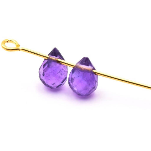 Kaufen Sie Perlen in der Schweiz Tropfenperlenanhanger Amethyst  7x5mm Loch : 0.7mm (2)