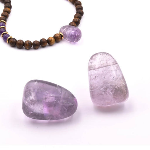 Kaufen Sie Perlen in der Schweiz Kieselanhänger Amethyst 23-26x16-20x13-15mm - Loch: 0.8mm (1)