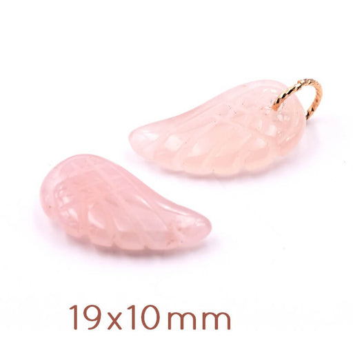 Achat Pendentif Sculpté Aile en Quartz Rose 19x10mm, Trou 1,2mm (1)