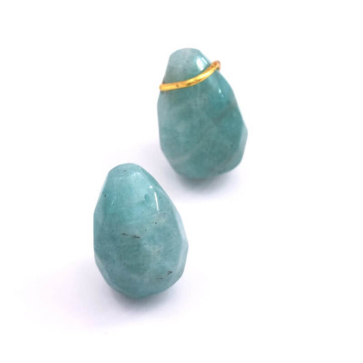 Pendentif Perle Goutte Amazonite Facettes 14x9mm Trou : 0.8mm (1)