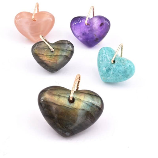 Pendentif Coeur en Labradorite 20x16x9mm - Trou :1.5mm (1)