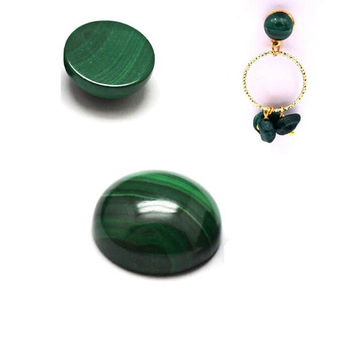 Kaufen Sie Perlen in der Schweiz Cabochon Flacher runder natürlicher Malachit 10mm (1)