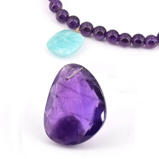 Kaufen Sie Perlen in der Schweiz Anhänger Facettierter Amethyst 17-13x11-15mm - Loch: 0.5mm (1)