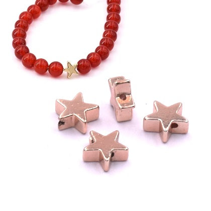 Perle étoile en hématite dorée or rose qualité 6mm - Trou : 1mm (4)