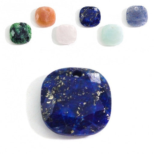 Pendentif carré facettes lapis lazuli 11x11mm - trou : 1mm (1)