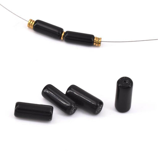 Perles Obsidienne Tube Cylindre 15x5mm - trou 0.9mm (5)