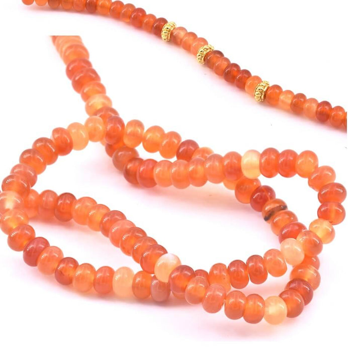 Perles Rondelles en Cornaline orange 6x4mm - Trou:1mm, fil 40cm (1)