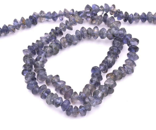 Kaufen Sie Perlen in der Schweiz Heishi Beads Iolith Doppelkegel chips 3 mm, Loch 0.5 mm, 43 cm (1 Strang)