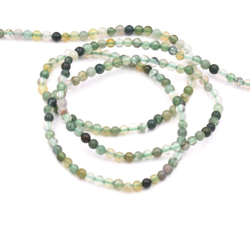 Perles Rondes en Agate Verte 2mm, Trou: 0,5mm - Fil 39cm (1)