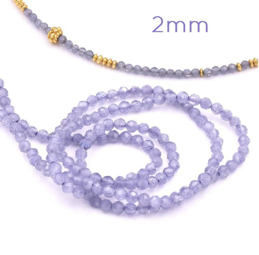 Perles Rondes à Facettes en Agate Violette Lilas 2mm - Fil 35cm (1)