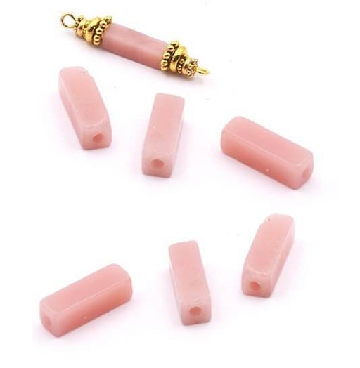 Perles Rectangles Cubes Opale Rose 14x4mm - Trou : 0.9mm (6)
