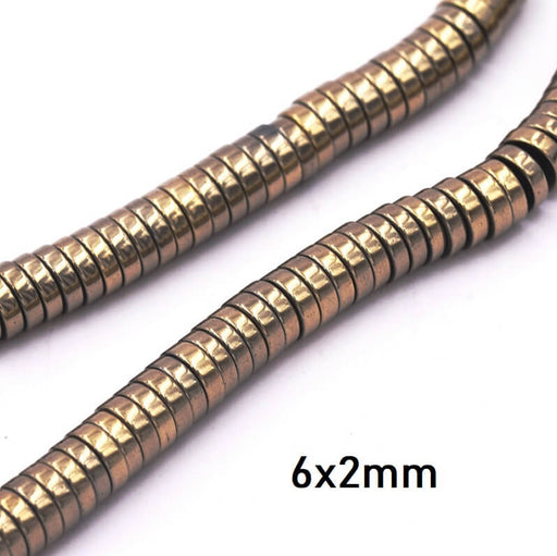 Achat Heishi Perles Rondelles En Hématite Bronze Doré Clair 6x2mm (100)