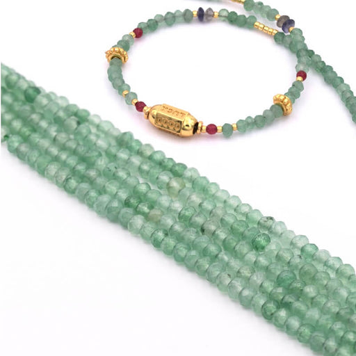 Perles Ronde Jade Teinté Verte à Facettes 4x2,5mm - trou:0,8mm (1)