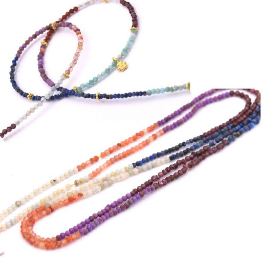 Mix Nr. 1 Edelsteine ​​facettierte runde Perlen 1.8 - 2 mm - Strang 41 cm (1 Strang)