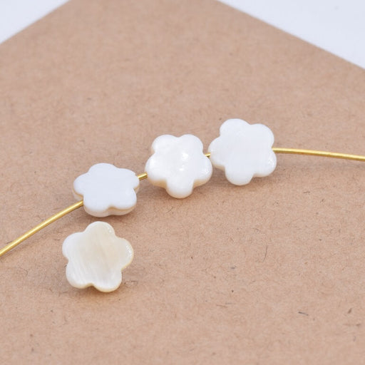 Perles en Nacre Blanche Naturelle Fleur 8x2,5mm -Trou : 0.8mm (4)