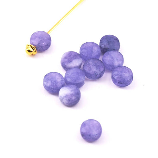 Kaufen Sie Perlen in der Schweiz Round Faceted Flat Aquamarine Beads 6mm - Hole 1mm (10)