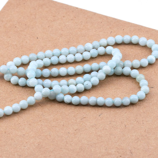 Achat Perles Rondes Amazonite 3mm - Trou: 0.5mm (1 fil - 40cm)