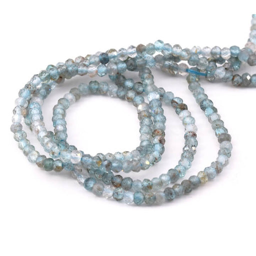 Kaufen Sie Perlen in der Schweiz Rondell Perlen facettiert 3x2mm Apatit - Loch: 0.7mm (1 Strang-38cm)