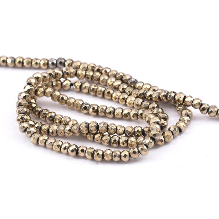 Perles Rondelles à Facettes En Hématite Bronze Clair 3x2mm (1 Fil-37cm)
