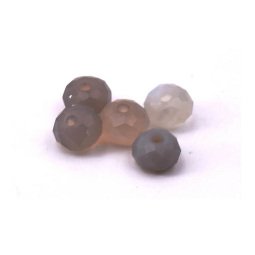Perles Rondelles à Facettes Agate Grise 6x4mm - Trou: 0.8mm (5)