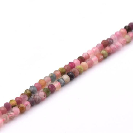 Perles Rondelles à Facettes Tourmaline 3x2mm Trou: 0.8mm (1Fil-39cm)