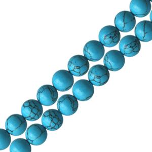 Perles rondes turquoise reconstituee 4mm sur fil (1)