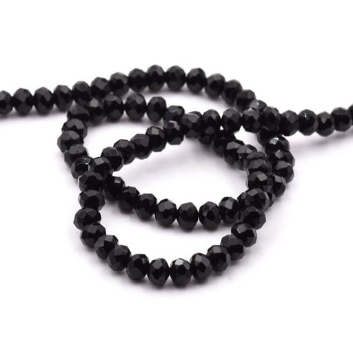 Kaufen Sie Perlen in der Schweiz Perlen Facettierte Rondelle Schwarze Jade 4x2.5mm - Loch: 1mm (1 Strang - 34cm)