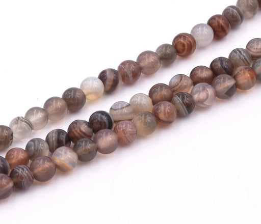 Achat Perles Rondes en Agate d&#39;Afrique 6mm -Trou: 0,8mm - fil 38cm (1)