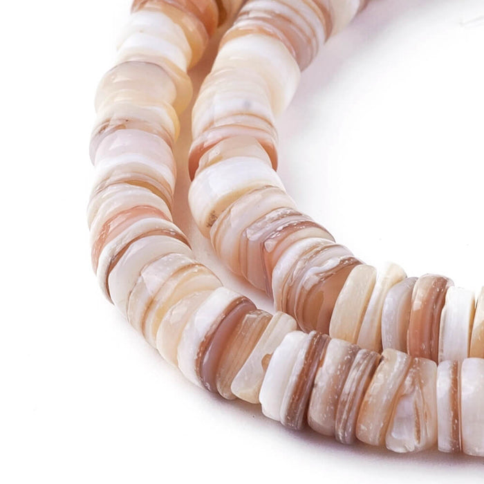 Heishi Perles Rondelles en Coquillage Naturel 6x1-2mm (1 fil-38cm)