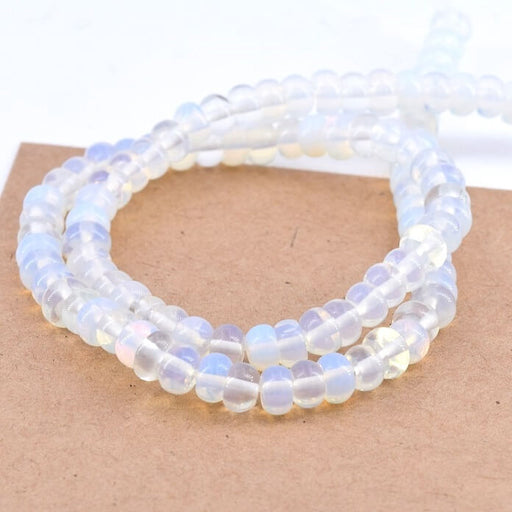 Perles Rondelles Donuts Opalite 6x4mm - Trou: 1mm (1 fil-36cm)