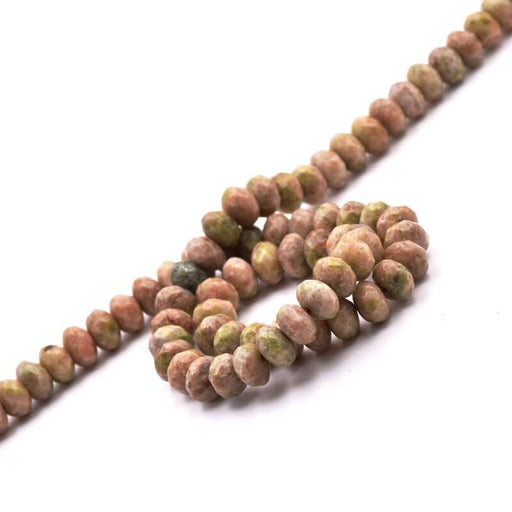 Kaufen Sie Perlen in der Schweiz Rondelle Beads Donut Facettierter natürlicher Unakit - 8x5mm (1 Strang-38cm)