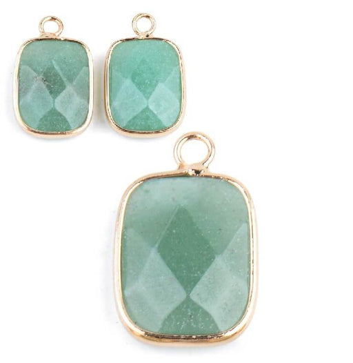 Aventurine Pendentif Rectangle à Facettes sertis doré 18x13mm (1)