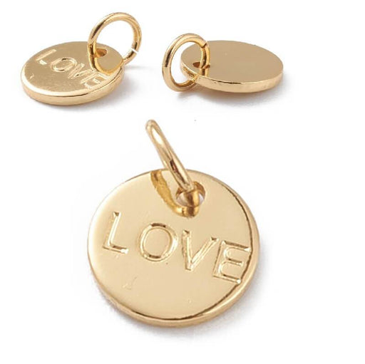 Kaufen Sie Perlen in der Schweiz Medaille Runde Charm Liebe gravierte Gold überzogene 9mm Qualität (1)