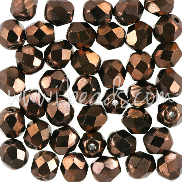 20 Perles Facettées Preciosa 8mm - Couleur Pastel Dark Bronze Neuves