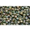 cc180f - Toho rocailles perlen 11/0 trans-rainbow frosted olivine (10g)