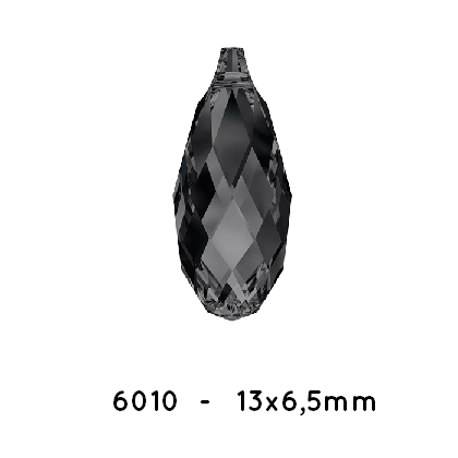 Swarovski 6010 Briolette pendentif  Crystal Silvernight -13x6,5mm (2)