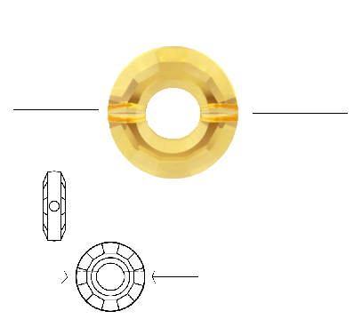 Swarovski Perlen Ring 5139 Light Topaz 12,5mm loch 1,1mm (2)