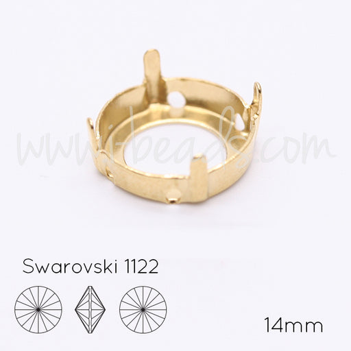 Aufnähfassung für Swarovski 1122 Rivoli 14mm gold-plattiert (2)