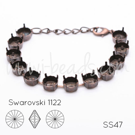 Bracelet sertir pour 12 Swarovski 1122 rivoli SS47 cuivre (1)