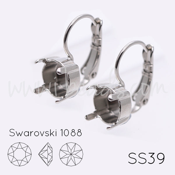 Serti dormeuses pour Swarovski 1088 SS39 rhodié (2)