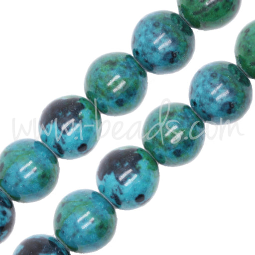 Perles rondes Azurite Chrysocolle 10mm sur fil (1)