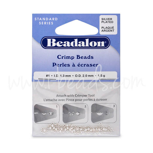 Perles a écraser métal argent 2mm, 1.5g (1)