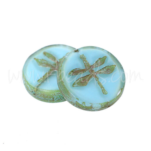 Perles en verre de Bohême libellule turquoise et picasso 17mm (2)