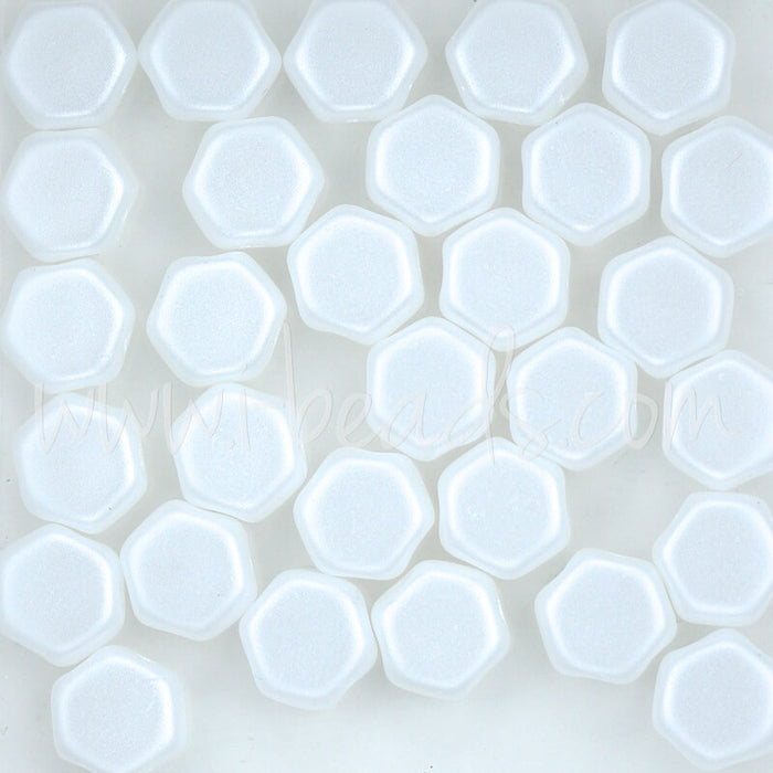 Perles Honeycomb 6mm pastel white (30)