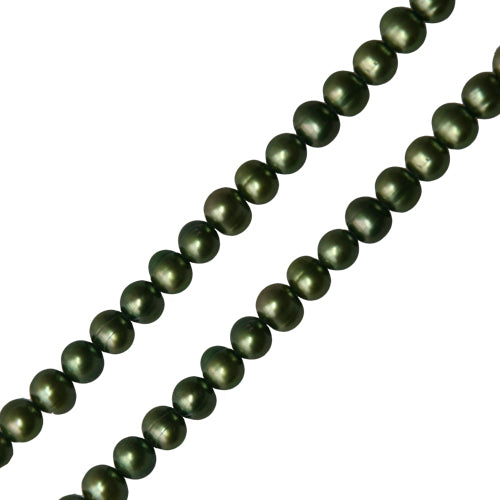 Süßwasser perlenstrang kartoffelform olive 6mm (1)