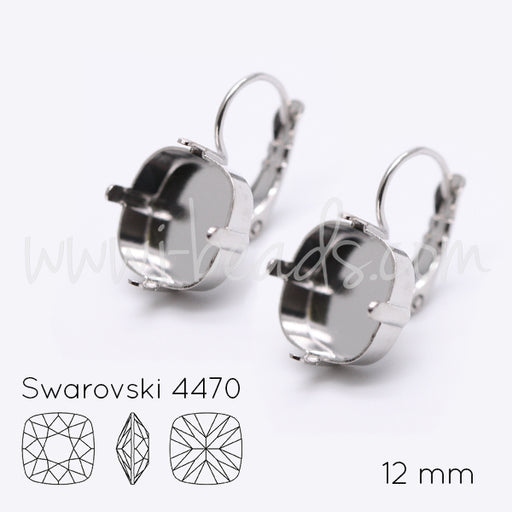 Achat Serti boucle d&#39;oreilles pour Swarovski 4470 12mm rhodié  (2)
