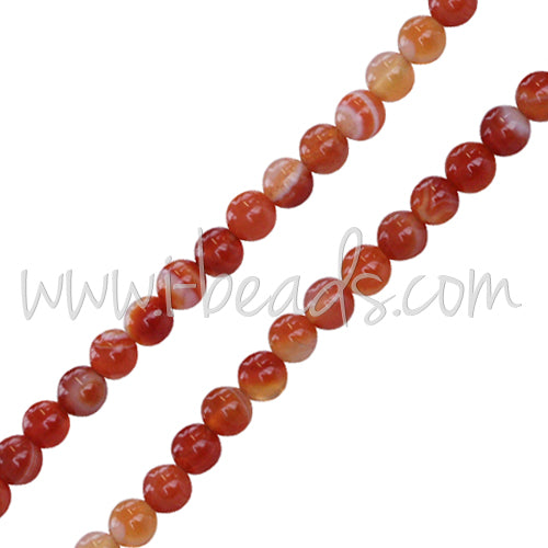 Perles rondes agate orange 4mm sur fil (1)