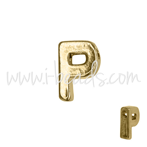 Perle lettre P doré or fin 7x6mm (1)